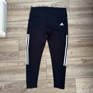 Adidas Aeroready Womens Black 3-Stripe Leggings with Pockets XL